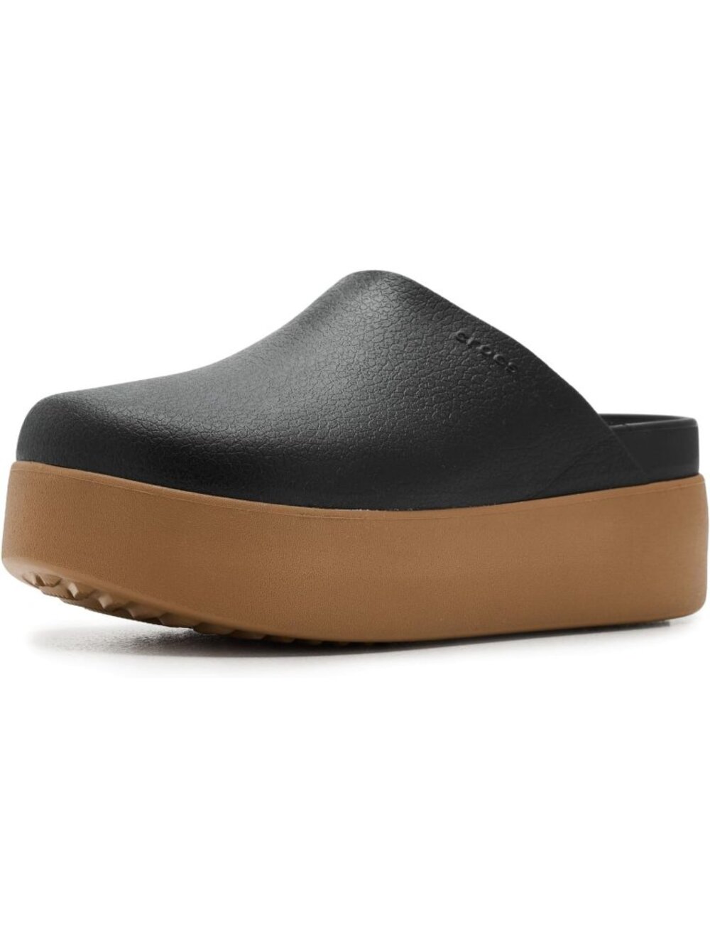Women's Black Brown Imported Dylan Platform Clog Chunky Pull-On Mules Slides